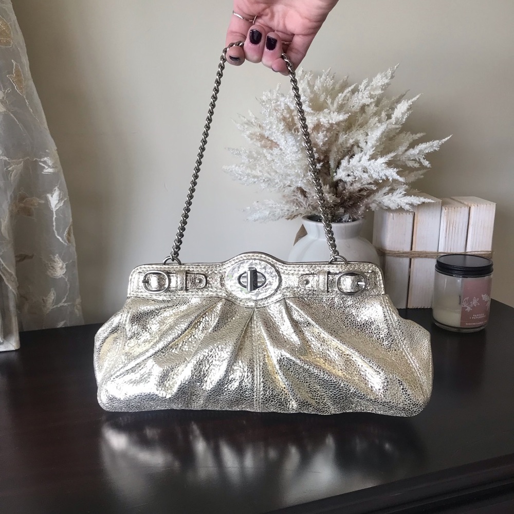 Coach Legacy Turnlock Metallic Leather Handbag Clutch 2009 14210
